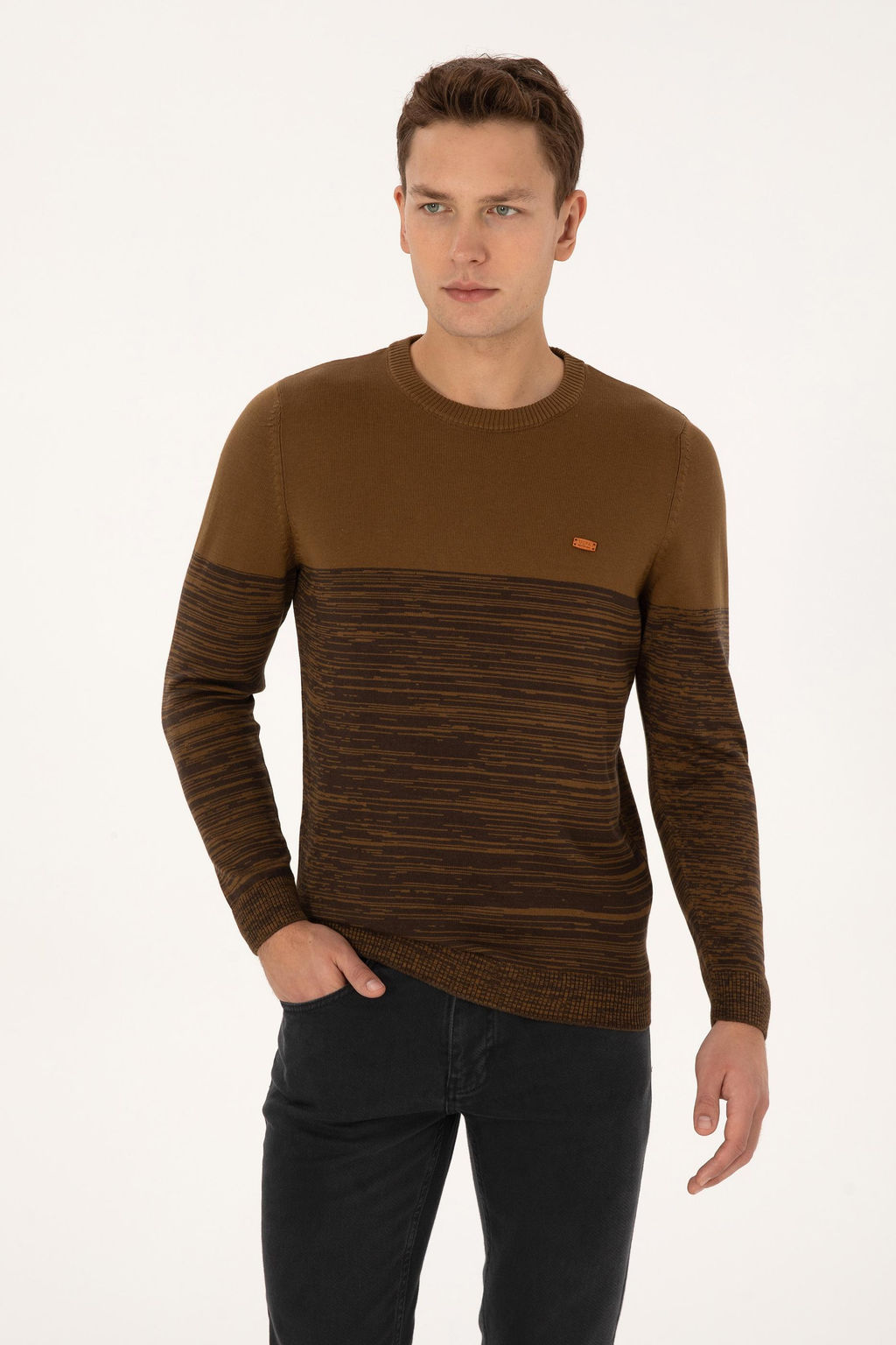 Erkek Slim Fit Bisiklet Yaka Haki Kazak - U.s. polo assn фото 3