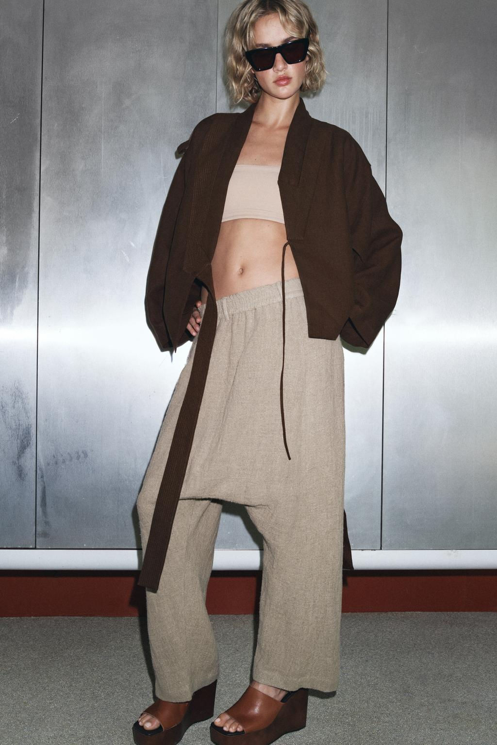 LIMITED EDITION 100% LINEN KIMONO JACKET - Zara фото 4