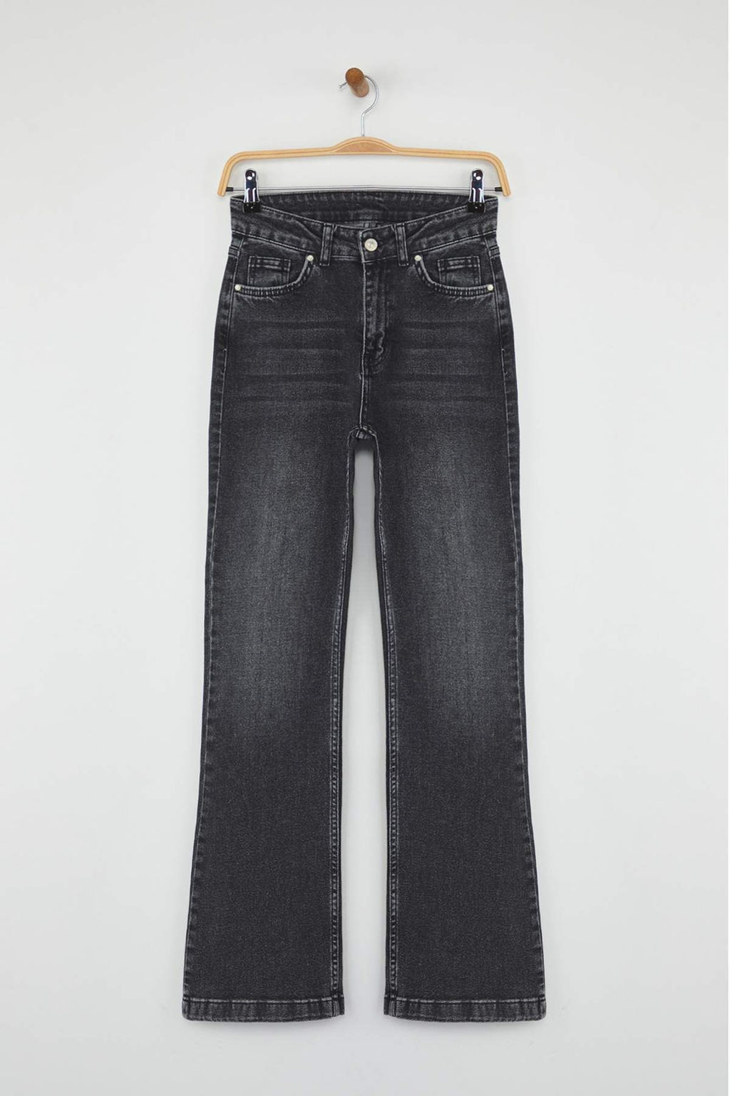 Antrasit Yuksek Bel Ispanyol Paca Flare Jeans TWOAW26JE00050 - Trendyolmilla фото 14