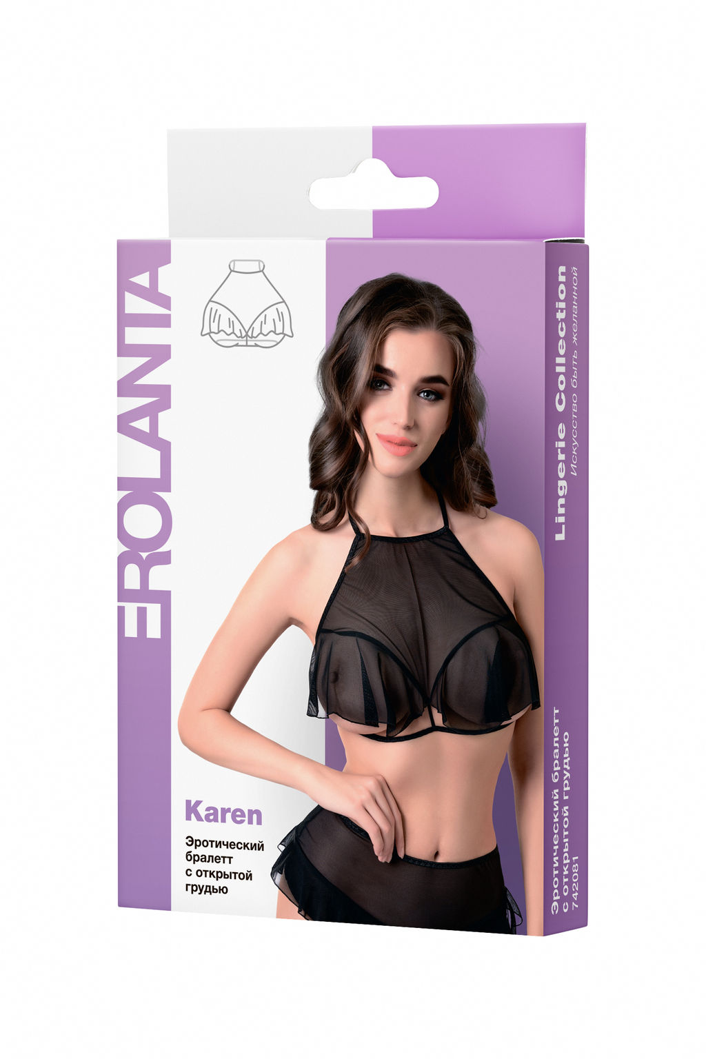 Эротический бралетт Erolanta Karen с открытой грудью, черный (50-52)  фото 9