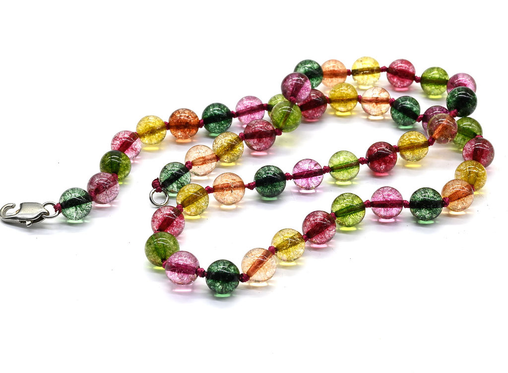 Бусы из хрусталя тонированного шарик 8мм, цв.ассорти, 48см