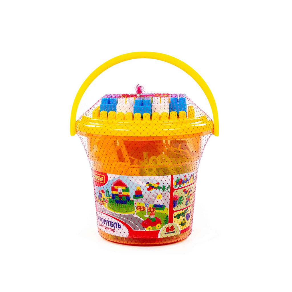 Конструктор Строитель (68 элементов) (в ведре Макси с крышкой) - Полесье фото 8