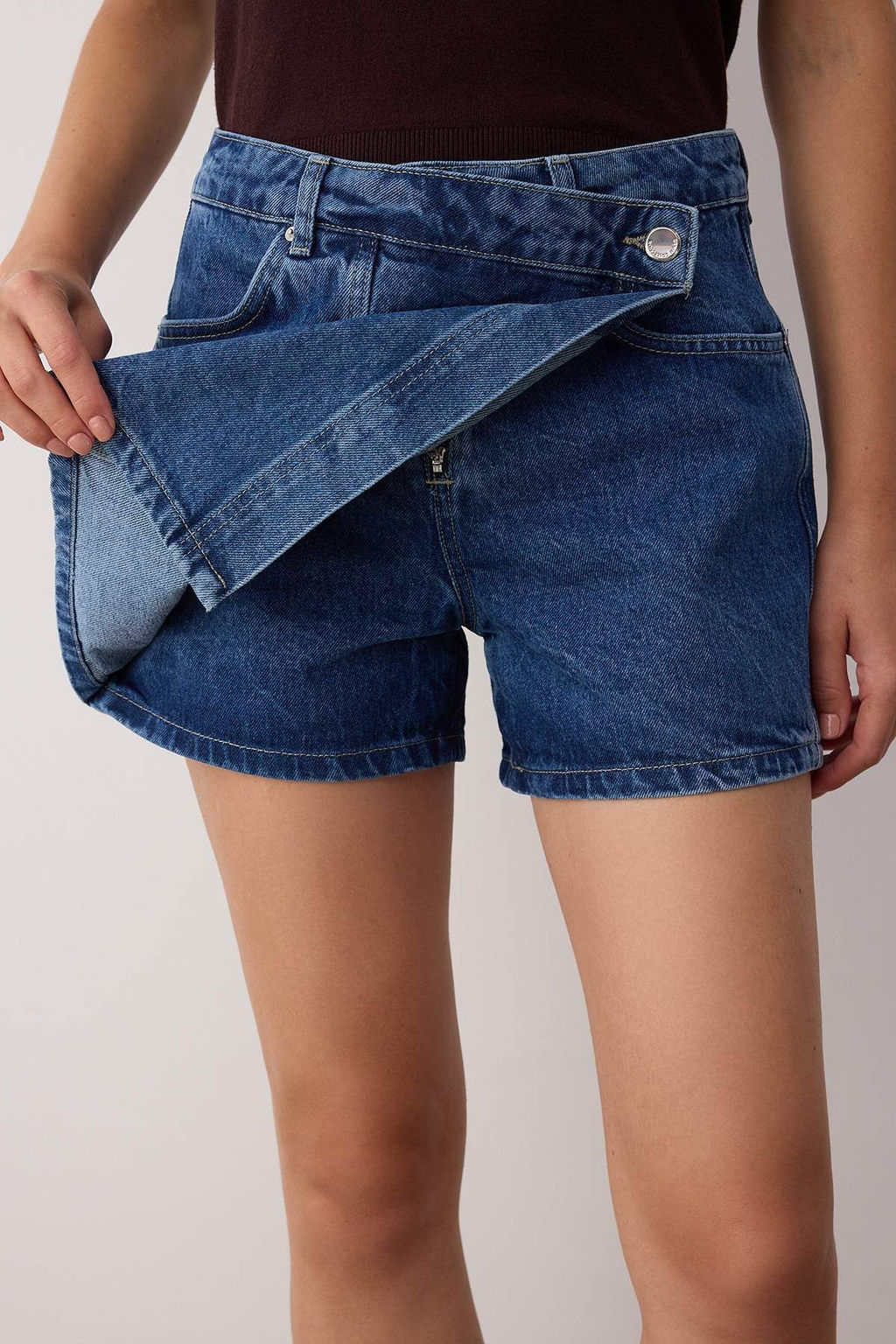 Mavi Kruvaze Kapama Denim Sort Etek TWOAW26SR00043 - Trendyolmilla фото 3