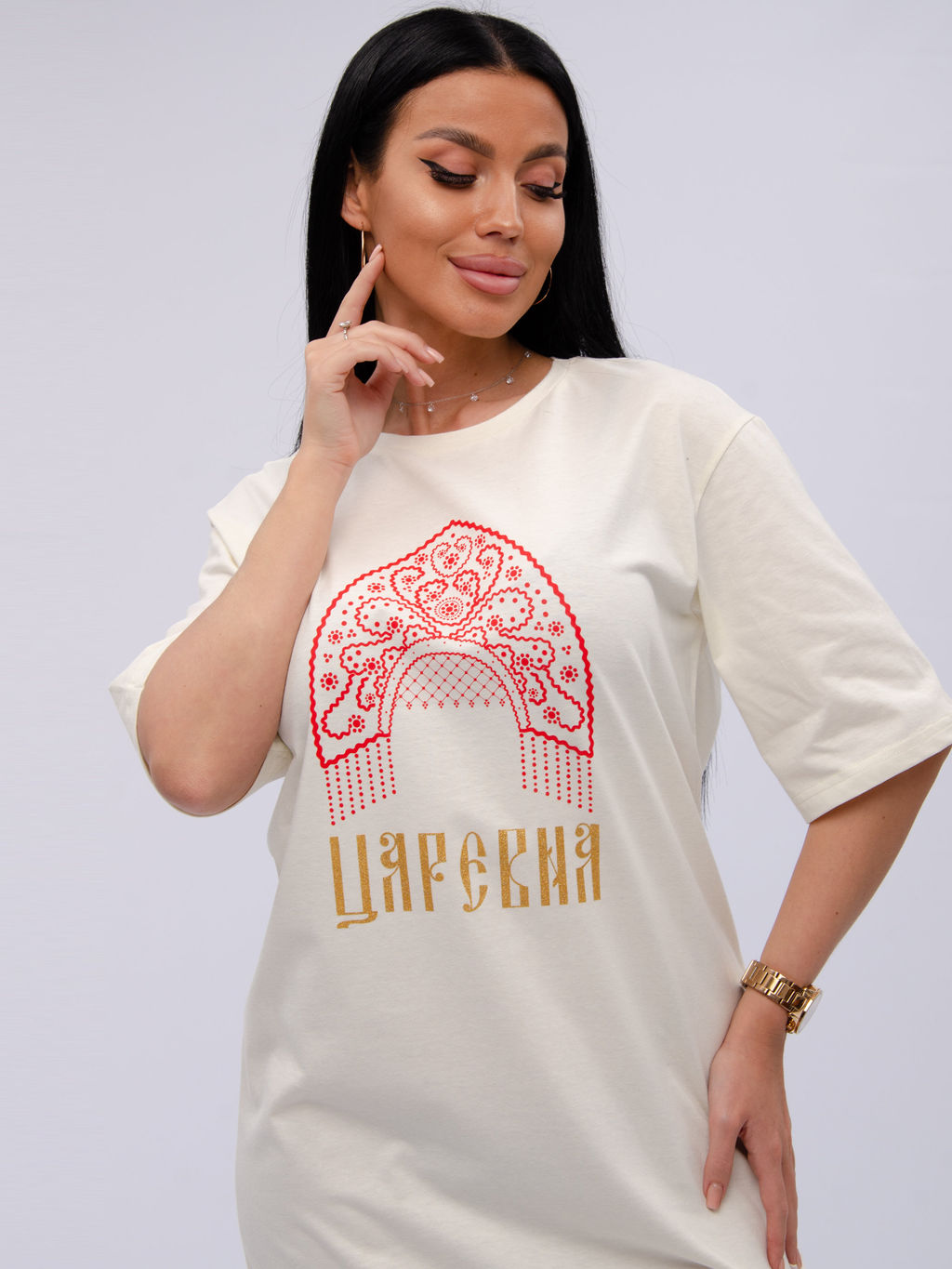 Сорочка "Царевна 2" молоко, трикотаж
