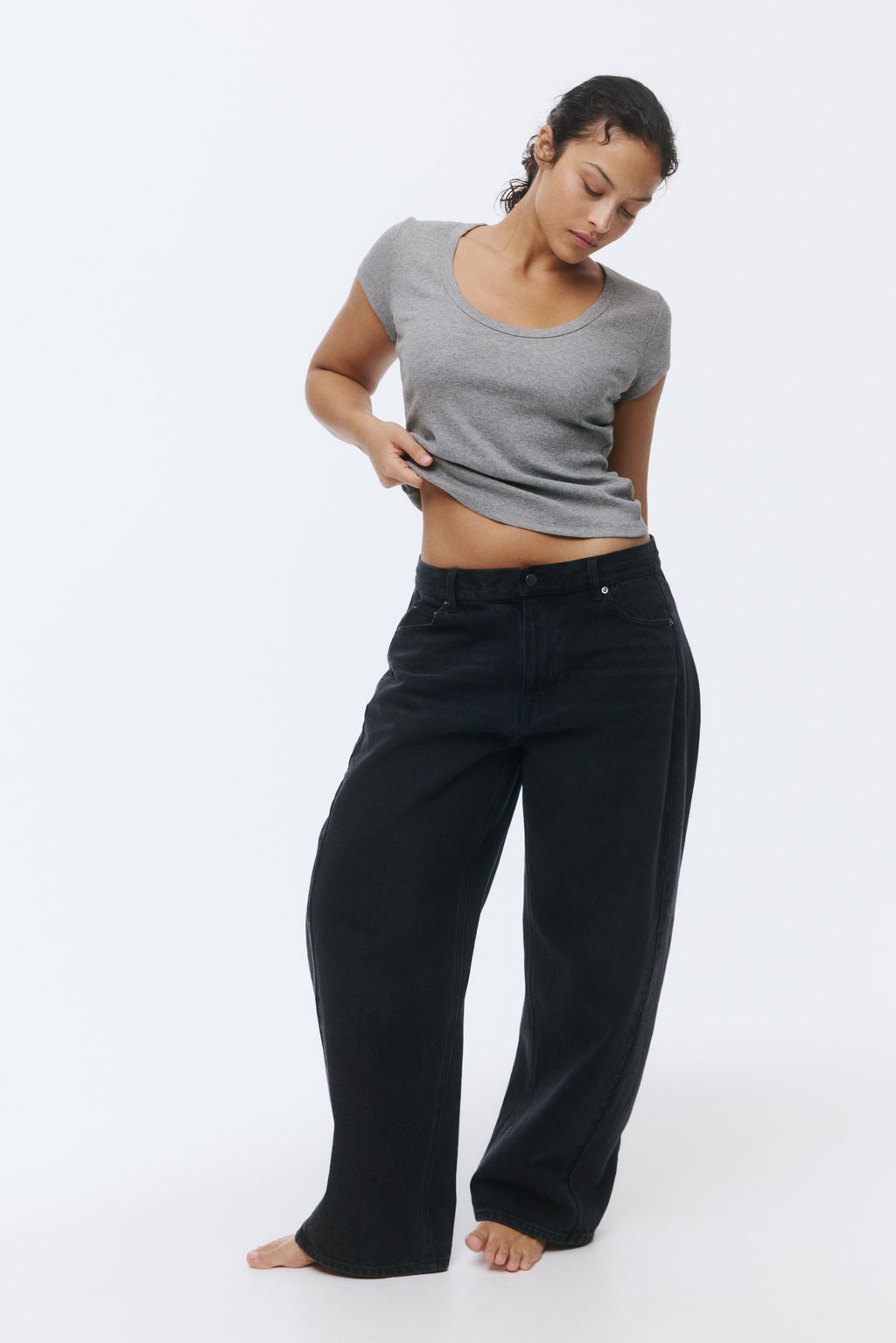Camiseta acanalada con escote en U - H&m фото 8