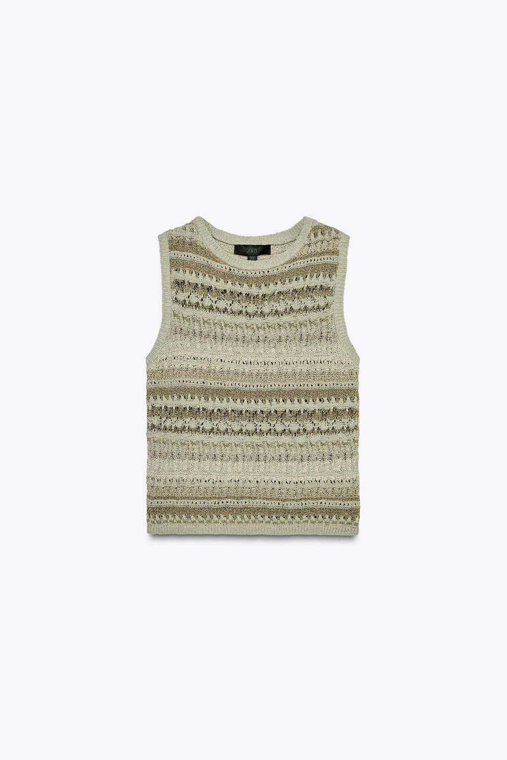 TEXTURED KNIT SLEEVELESS TOP - Zara фото 4