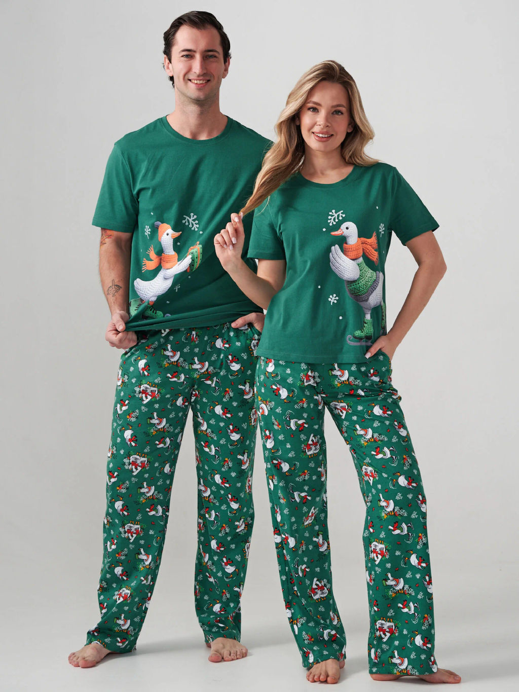 Пижама парная мужская 100% хлопок Зимние забавы