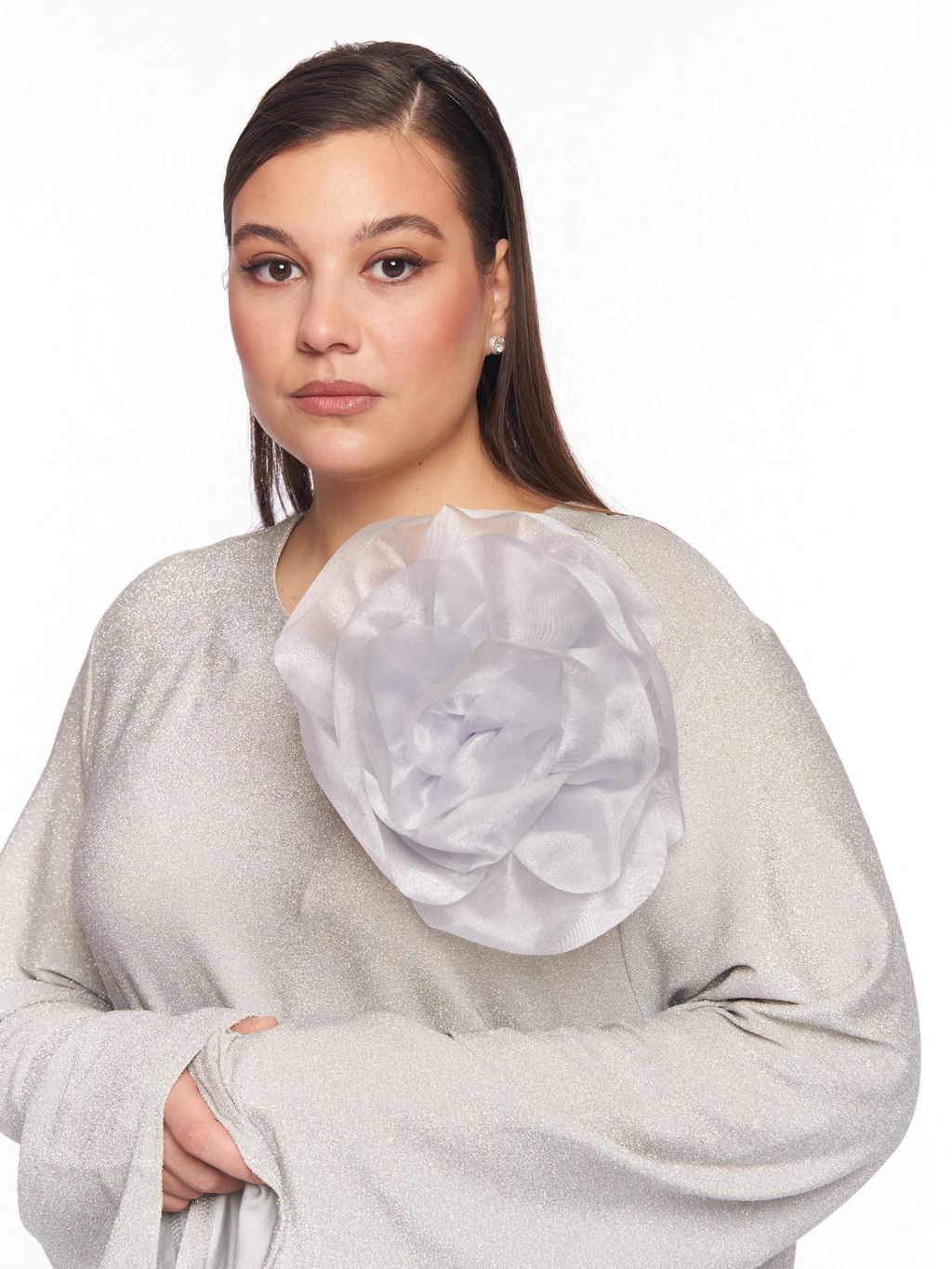 Серое платье с люрексом PP51727GRY24 - Артесса фото 3