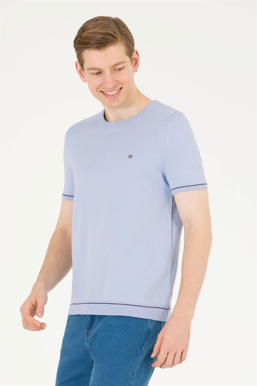 Мужской голубой трикотажный свитер - U.s. polo assn фото 8