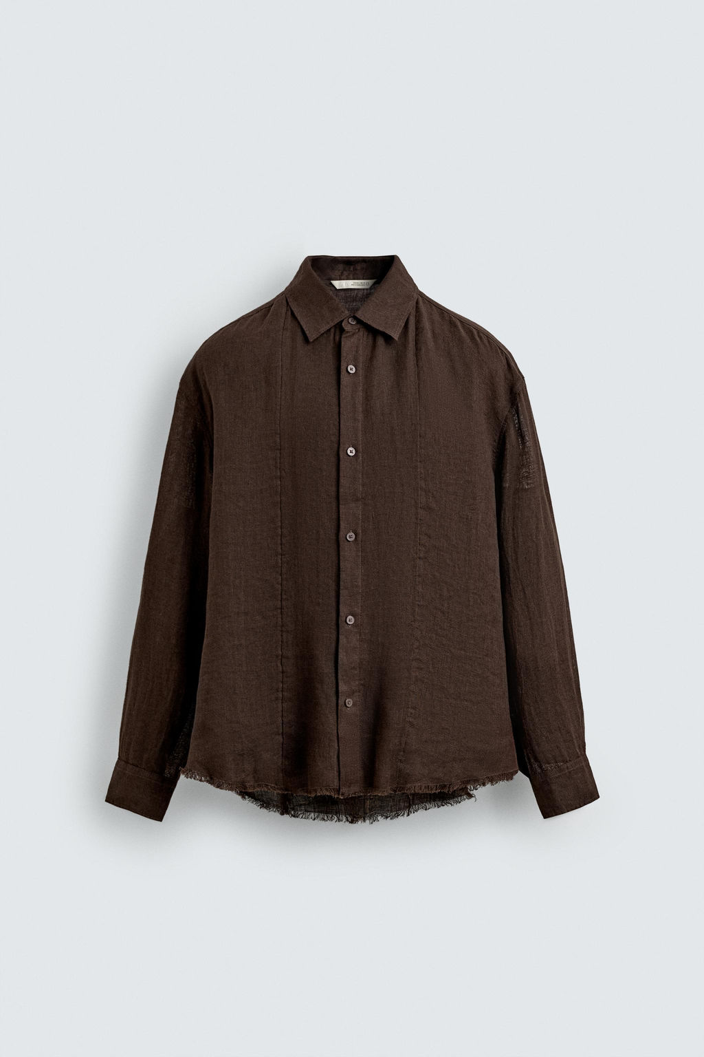 CAMISA SEMITRANSPARENTE 100% LINO / Marr?n - Zara фото 7