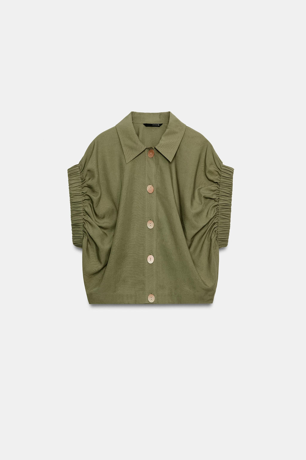 CAMISA MANGA DRAPEADA / Khaki claro - Zara фото 6