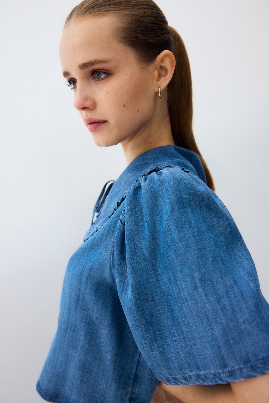 Blusa denim con lazadas - H&m фото 3
