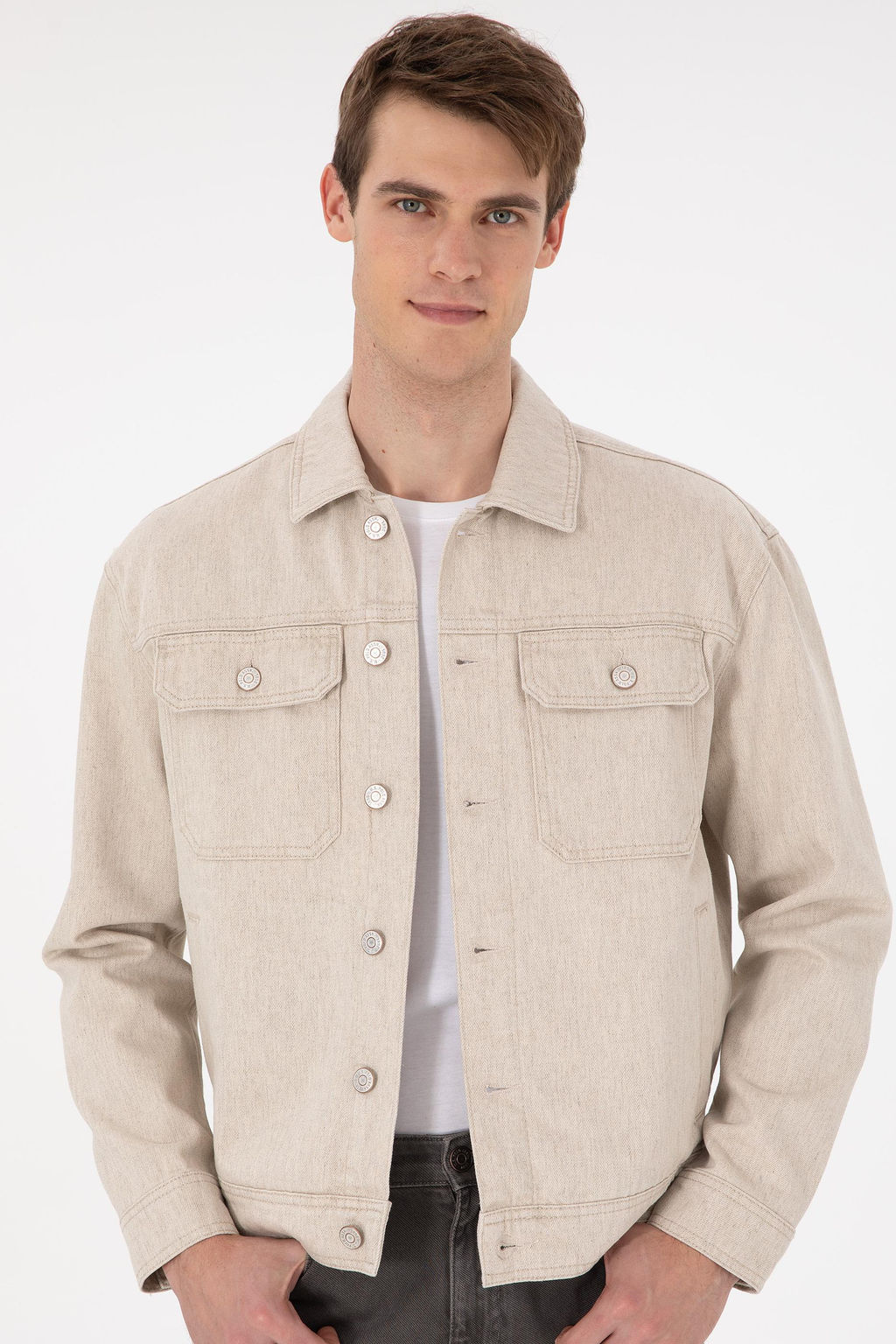 Мужская бежевая джинсовая рубашка Неожиданная скидка в корзине - U.s. polo assn фото 3