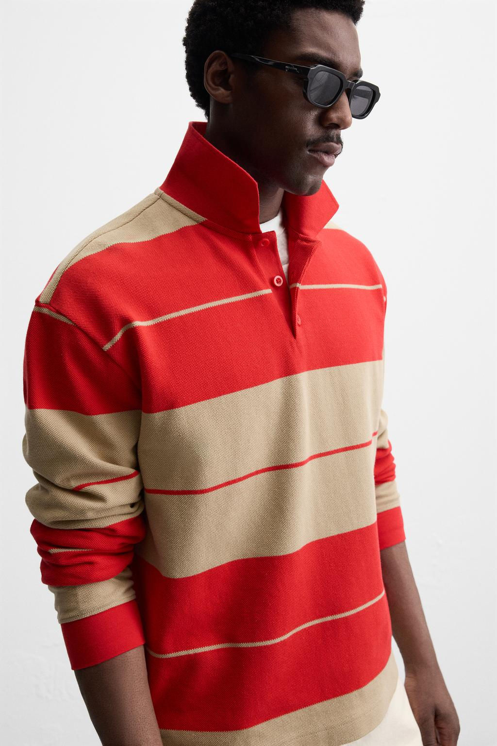 STRIPED PIQUE POLO SHIRT - Zara фото 6