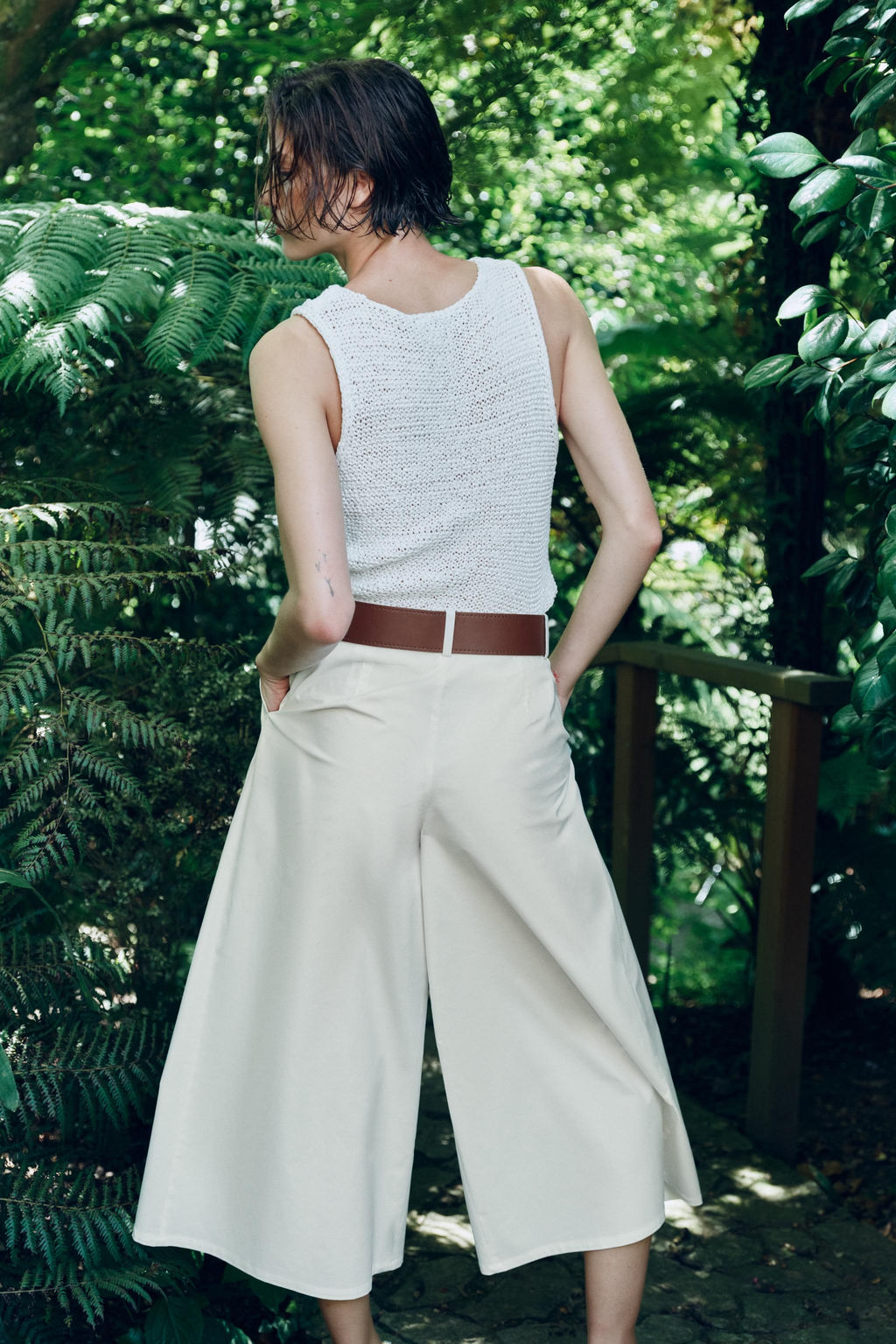 PANTAL?N CULOTTE CINTUR?N / Blanco - Zara фото 6
