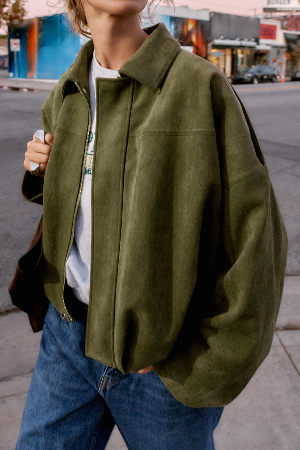 SUEDE EFFECT BOMBER JACKET - Zara фото 2