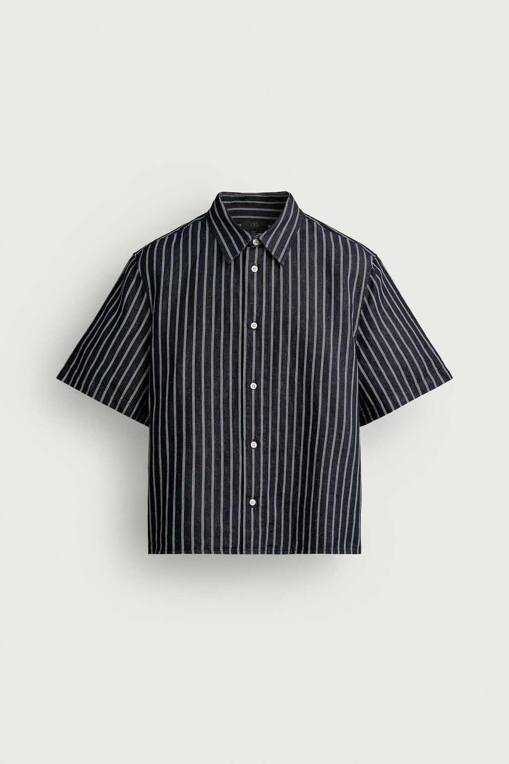 CAMISA DENIM ALGOD?N - LINO RAYAS / ?ndigo - Zara фото 7
