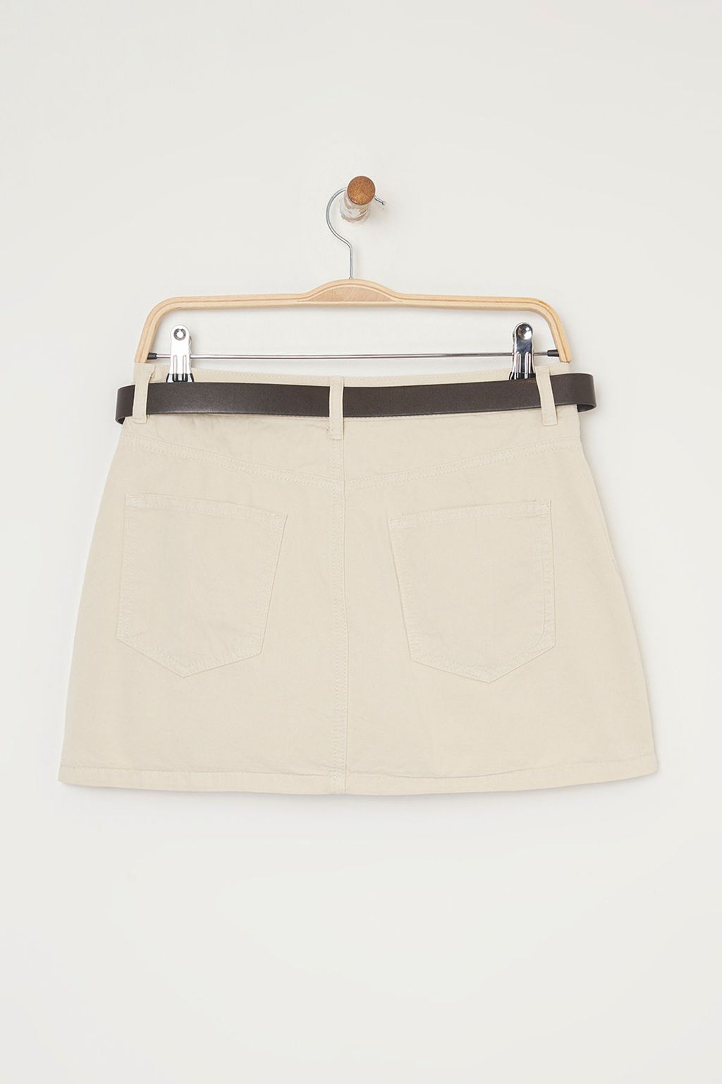 TRENDYOLMILLA Bej Kemerli Dusuk Bel Mini Denim Sort Etek TWOSS25SR00116  фото 8