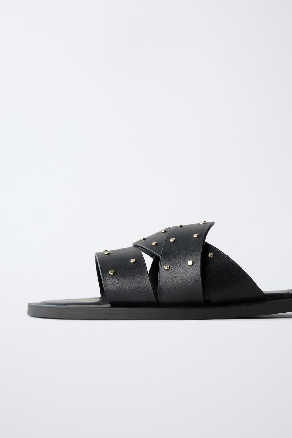 FLAT CRISS-CROSS SANDALS WITH STUDS - Zara фото 11