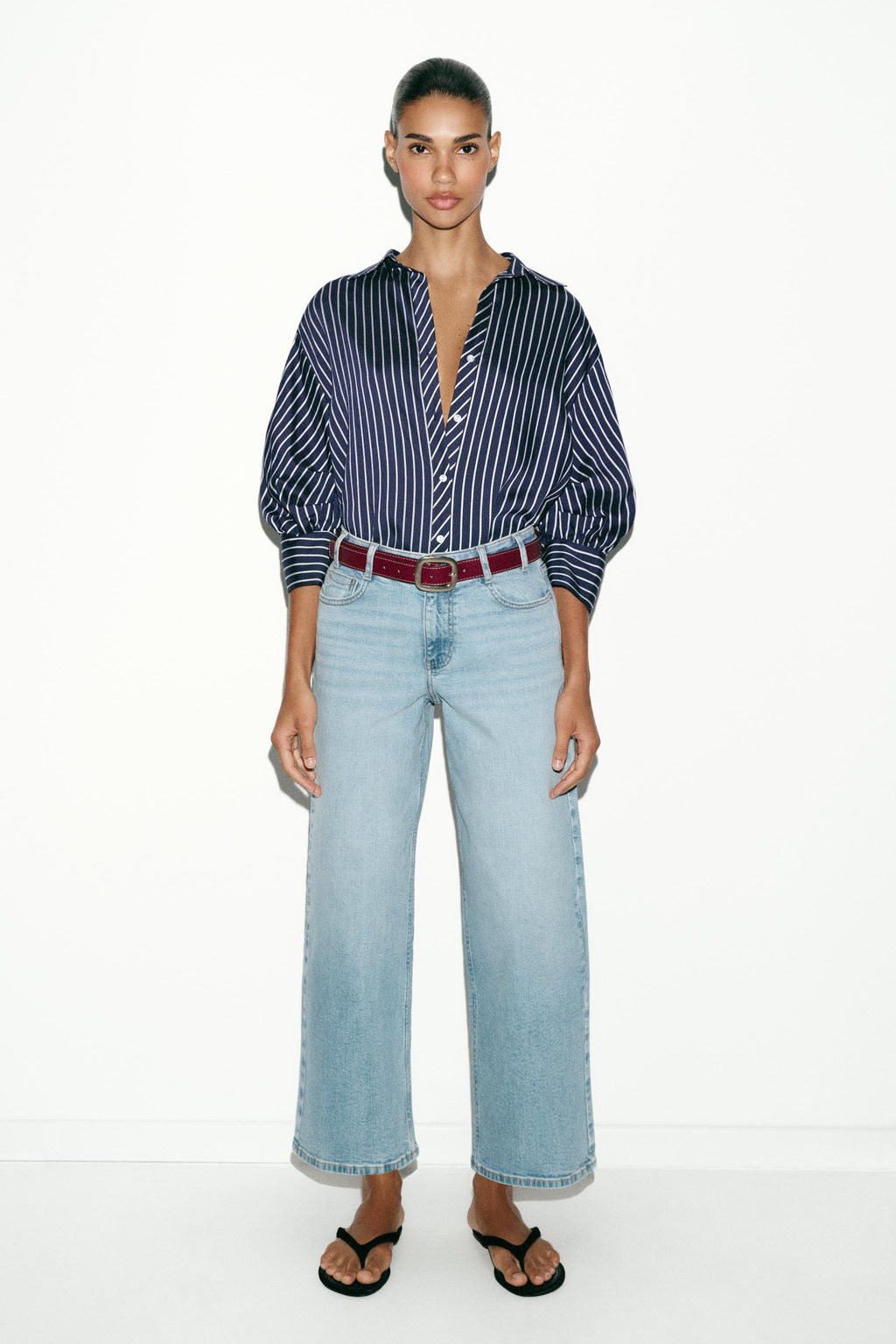 Z.10 HIGH-WAIST BELTED CULOTTES JEANS - Zara фото 24