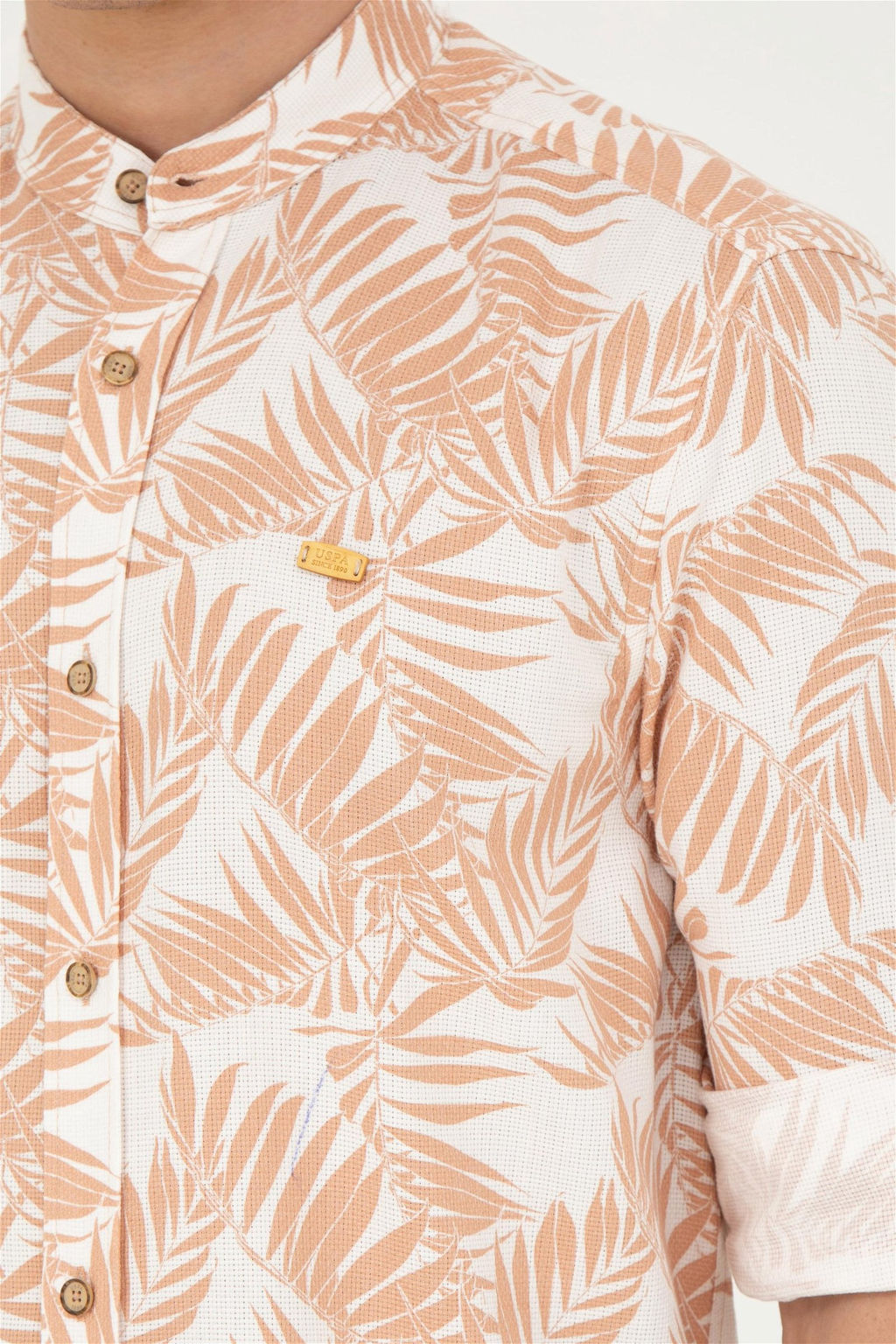 Мужская рубашка светло-коричневого цвета с длинным рукавом - U.s. polo assn фото 7