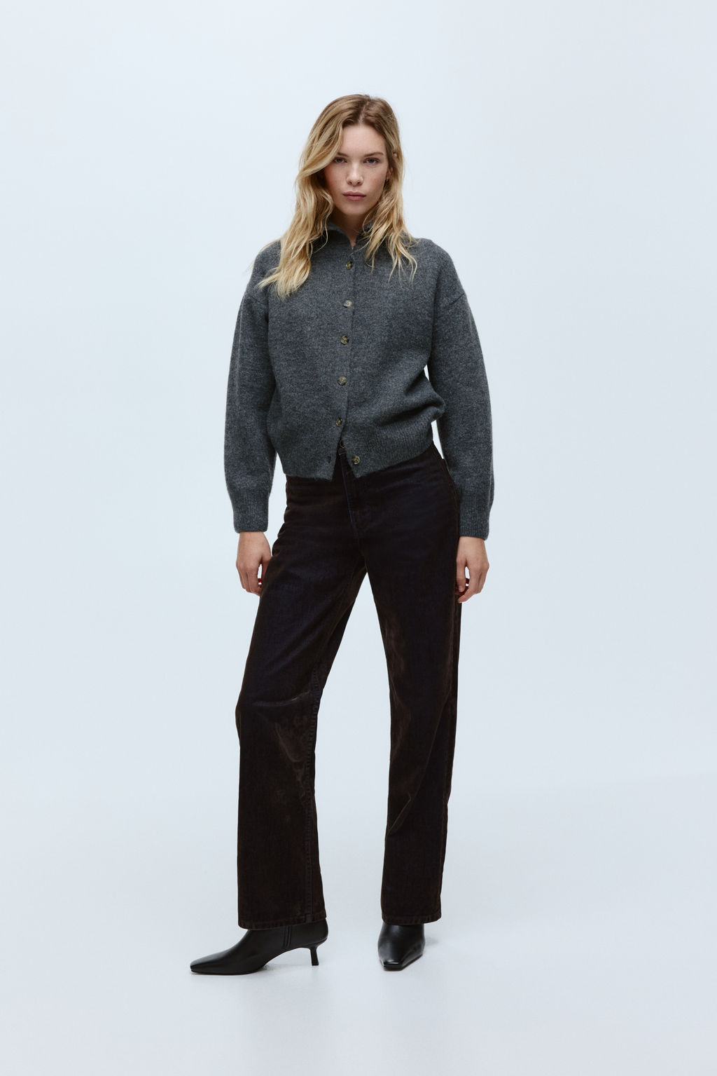 Straight High Jeans con acabado afelpado - H&m фото 7