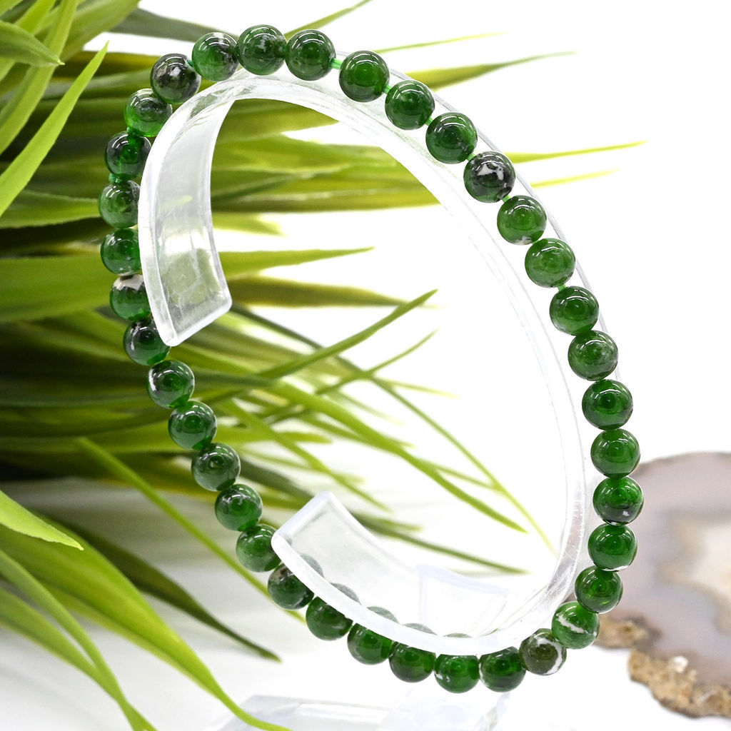 Браслет натуральный камень хромдиопсид шарик 5мм, 7г
