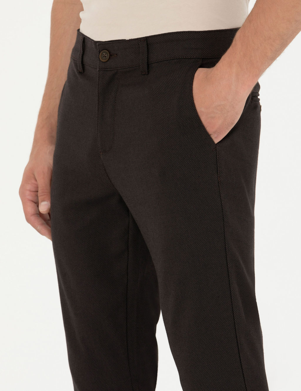 Koyu Kahverengi Arm_rl_ Slim Fit Kanvas Pantolon