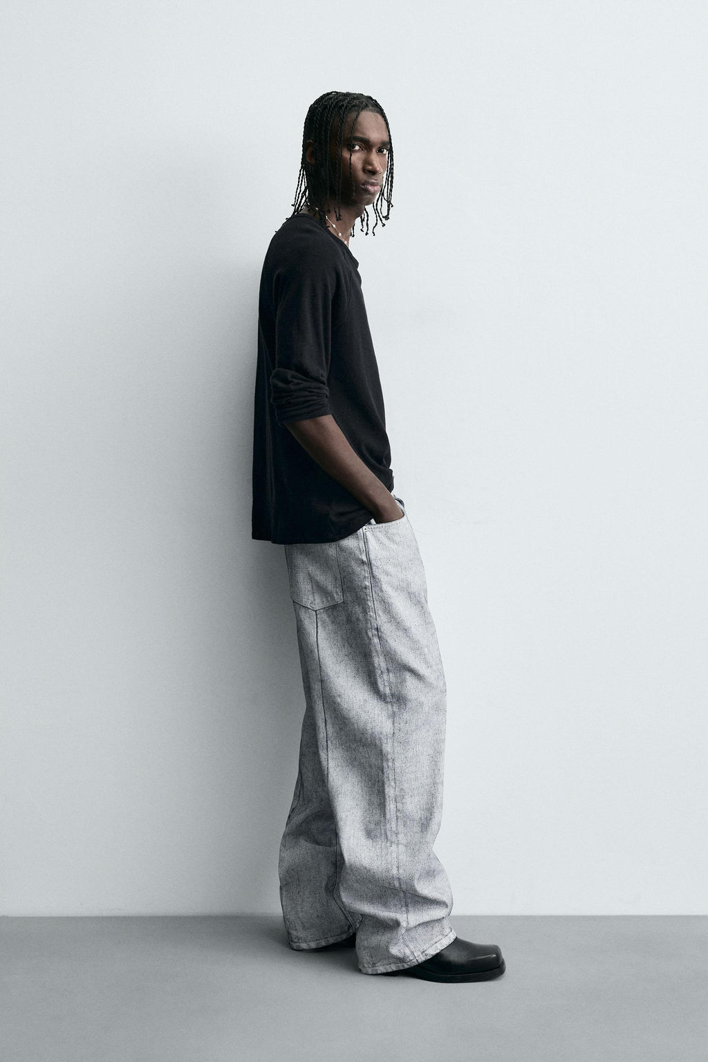 WAXED FINISH BAGGY FIT JEANS - Zara фото 4