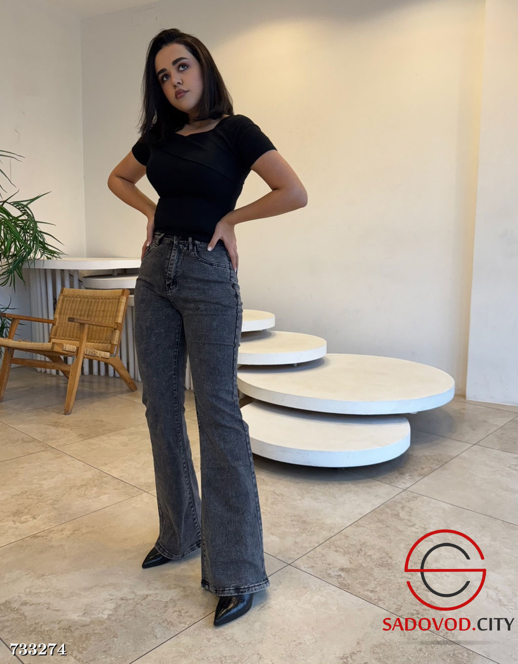 Джинсы женские клеш с высокой посадкой - Bruno фото 4