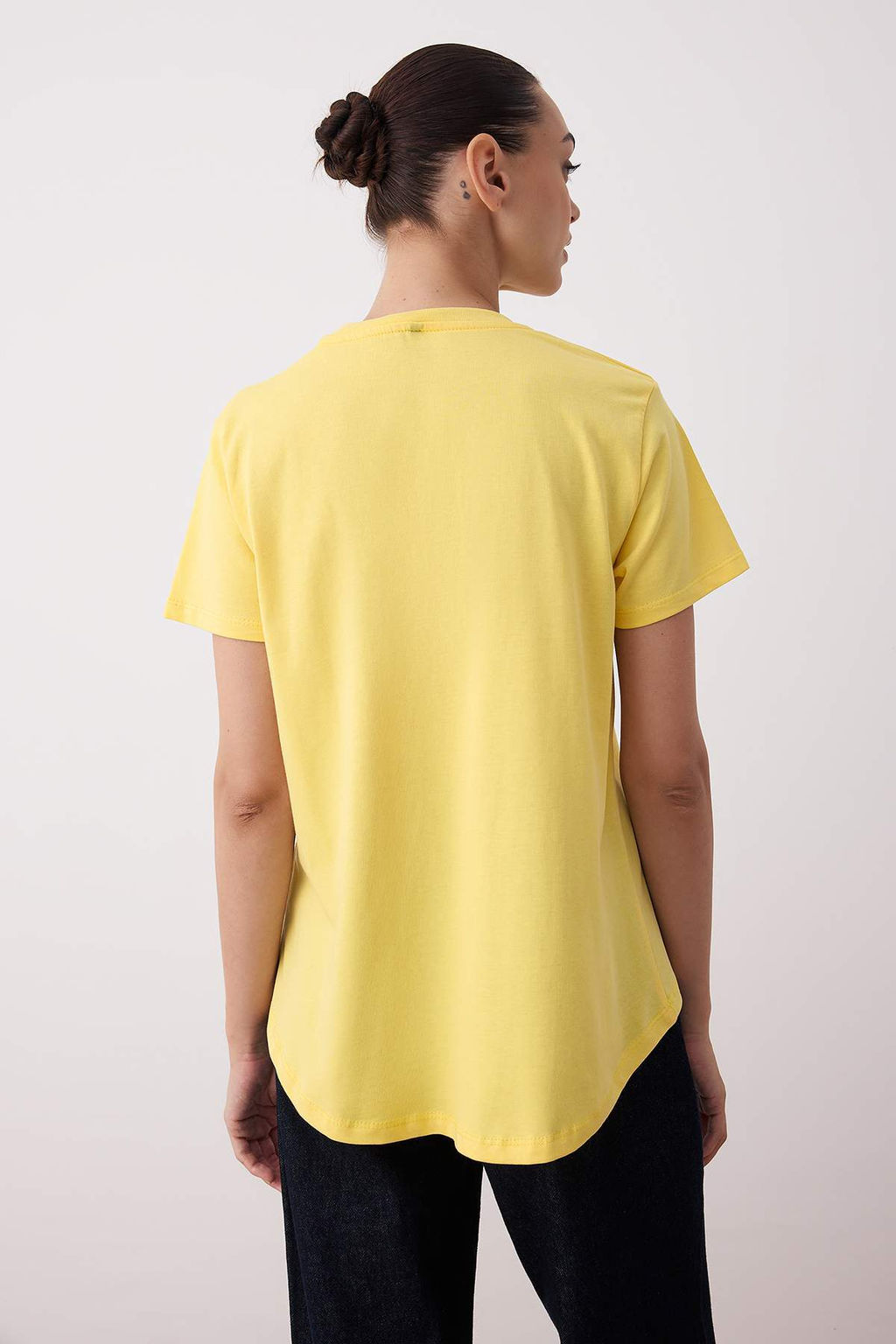 Siyah-Beyaz %100 Pamuk Arkas? Uzun Orme T-Shirt TWOAW26TS00008 - Trendyolmilla фото 7