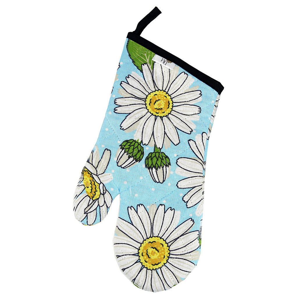 Кухонный комплект Душистая ромашка, вид 4: прихватка-варежка 15х30см + прихватка 20х25см форма Капелька, рогожка 171г/м2, хлопок 100%, наполнитель - ватин 280г/м2, на пластмассовом подвесе, Домашняя мода (Россия)  фото 2