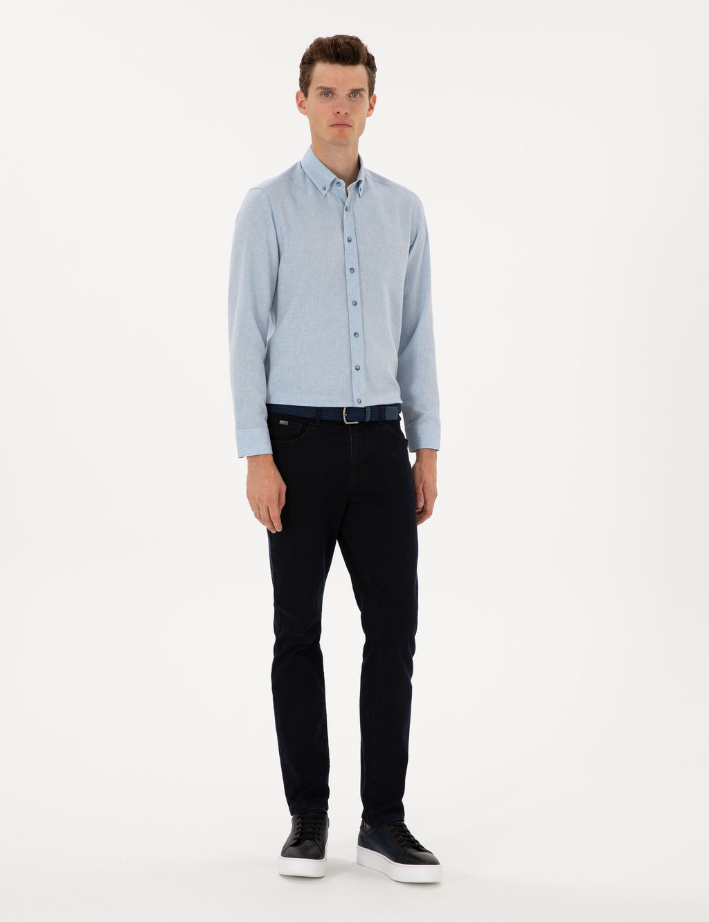 A__k Mavi Flanel Dokulu Slim Fit Uzun Kollu G_mlek - Pierre cardin фото 4
