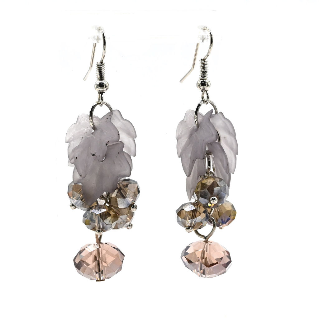 Серьги с цирконом Гроздья цв.дымчатый, 9,7г