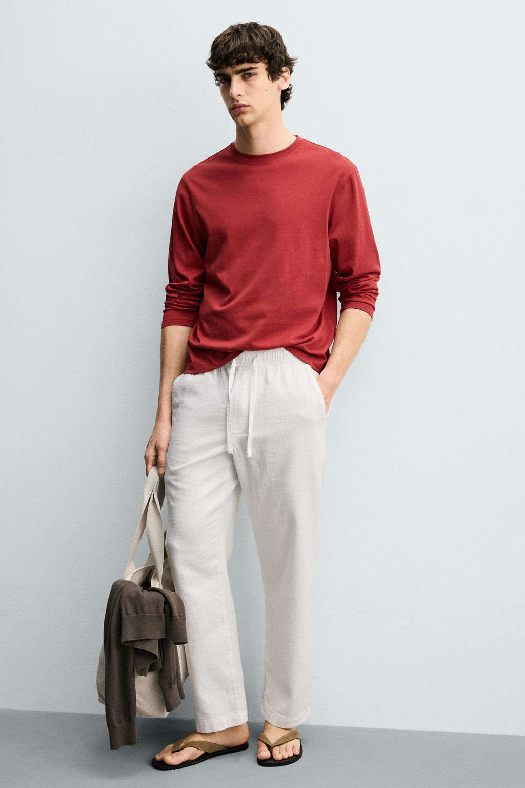 PANTAL?N RELAXED FIT ESTRUCTURA / Blanco roto