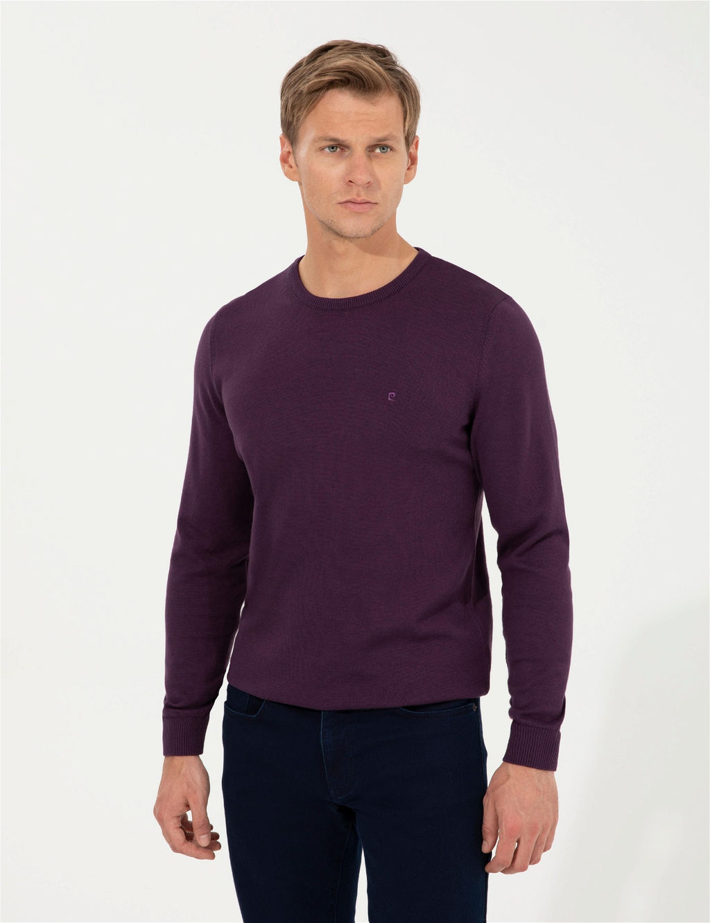 Mor Slim Fit Bisiklet Yaka Basic Triko Kazak - Pierre cardin фото 3