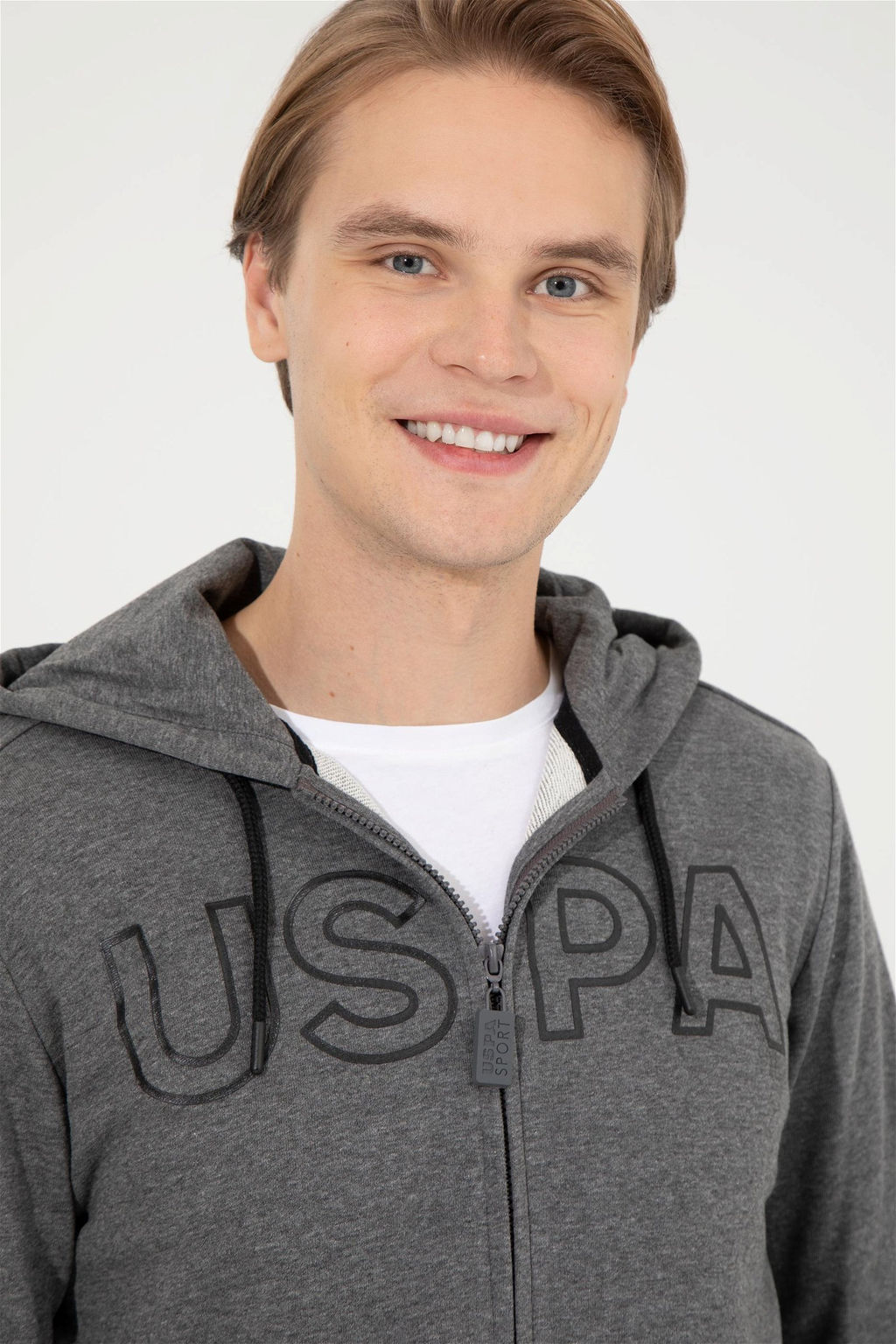 Свитшот мужской U. S. Polo Assn антрацитовый меланж из хлопка - U.s. polo assn фото 10