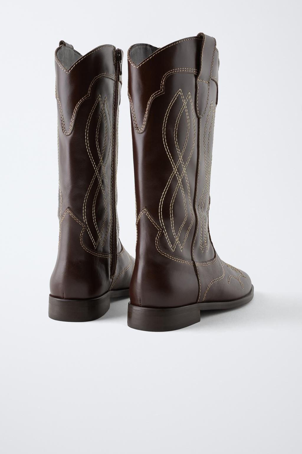 LEATHER COWBOY BOOTS - Zara фото 5