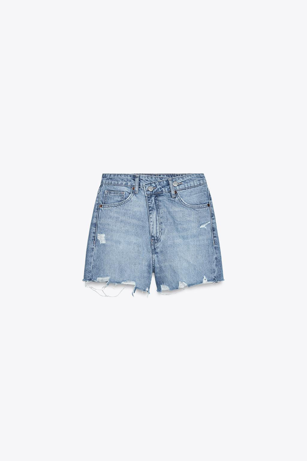 HIGH-WAIST CROSSOVER WAIST TRF MOM FIT DENIM BERMUDA SHORTS - Zara фото 6