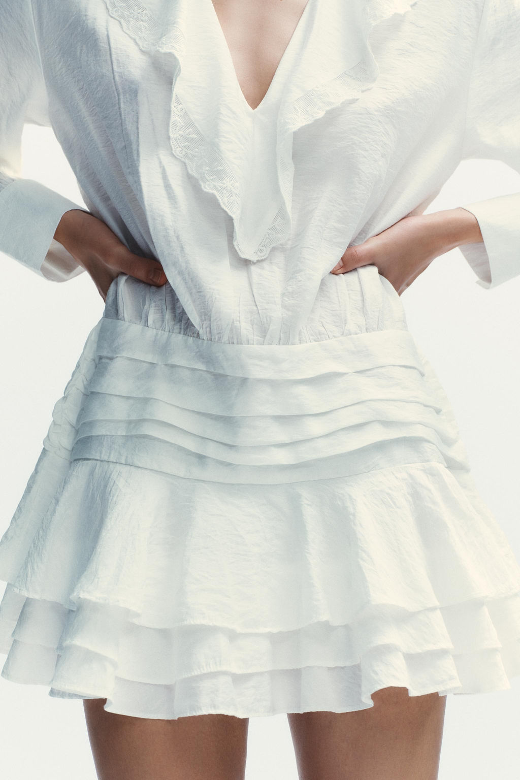 EMBROIDERED RUFFLE SHORT DRESS - Zara фото 12