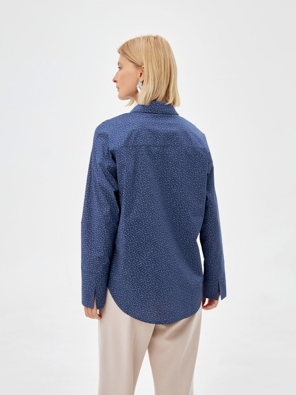 Блузка женская дл. рук. KATHARINA KROSS KK-B-0004V-синий.принт  фото 4