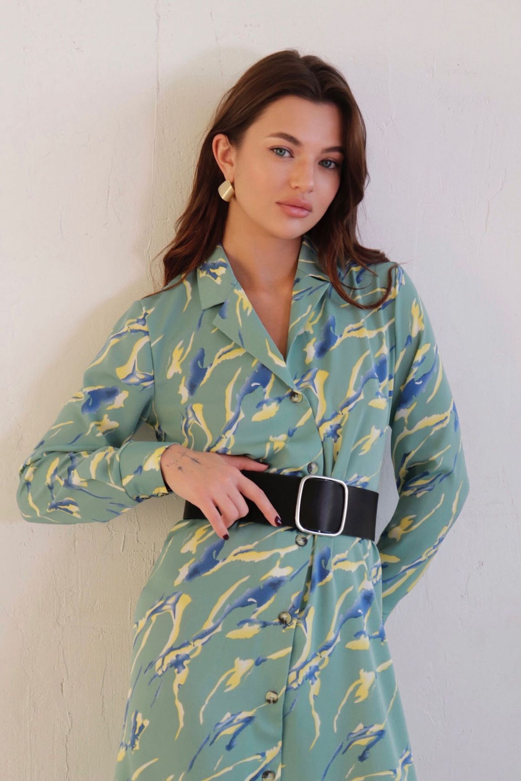 Платье-рубашка с английским воротником принт - Martichelli фото 115