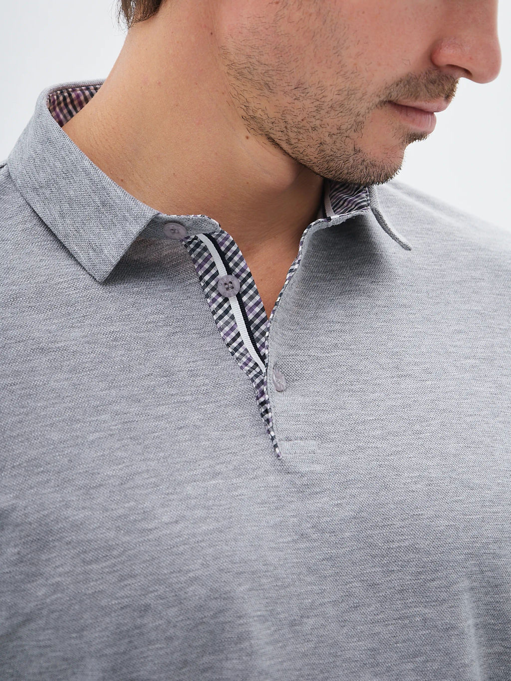 Джемпер мужской с воротником поло короткий рукав GREG G144-PM124T-LT1393 (серый)