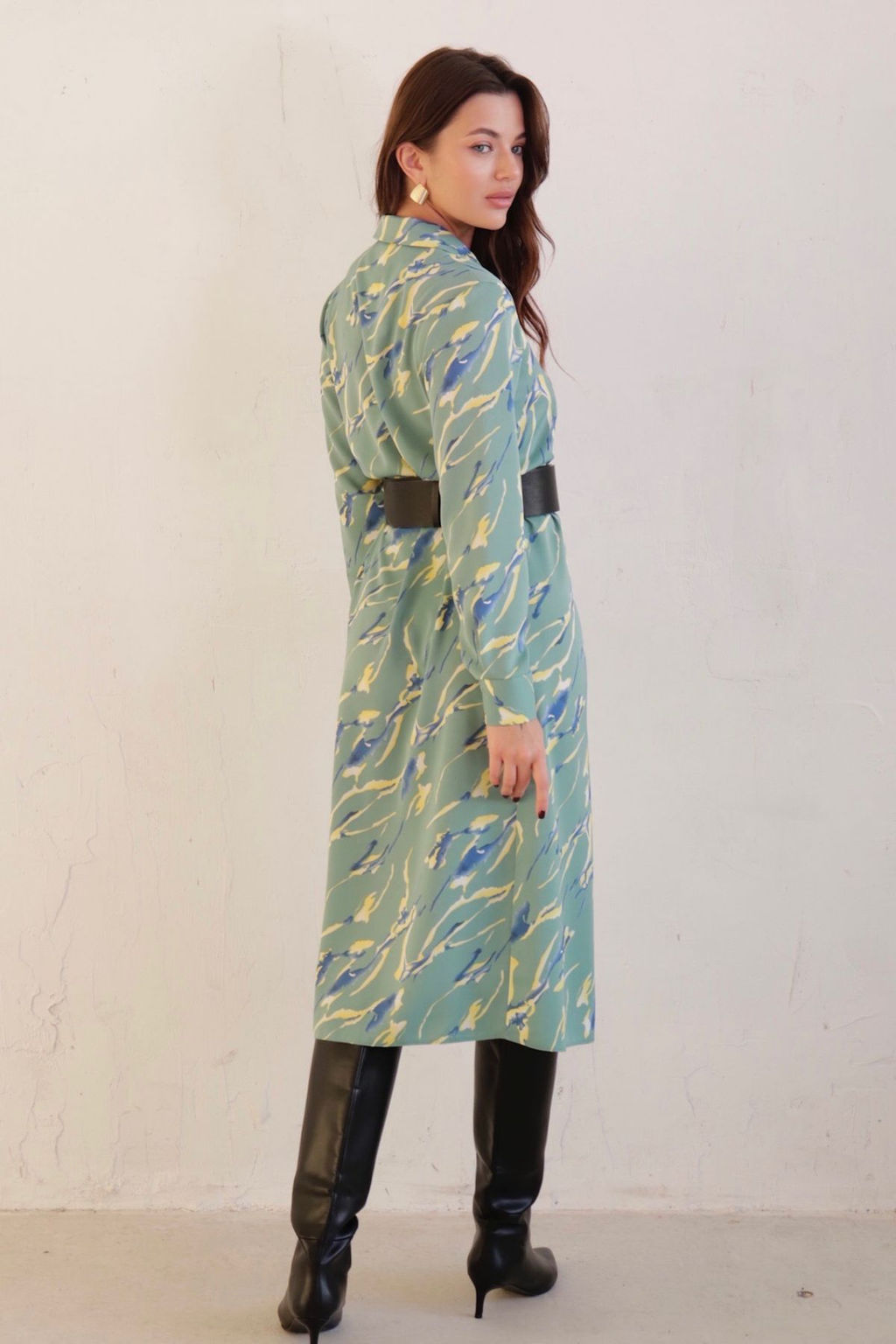 Платье-рубашка с английским воротником принт - Martichelli фото 116