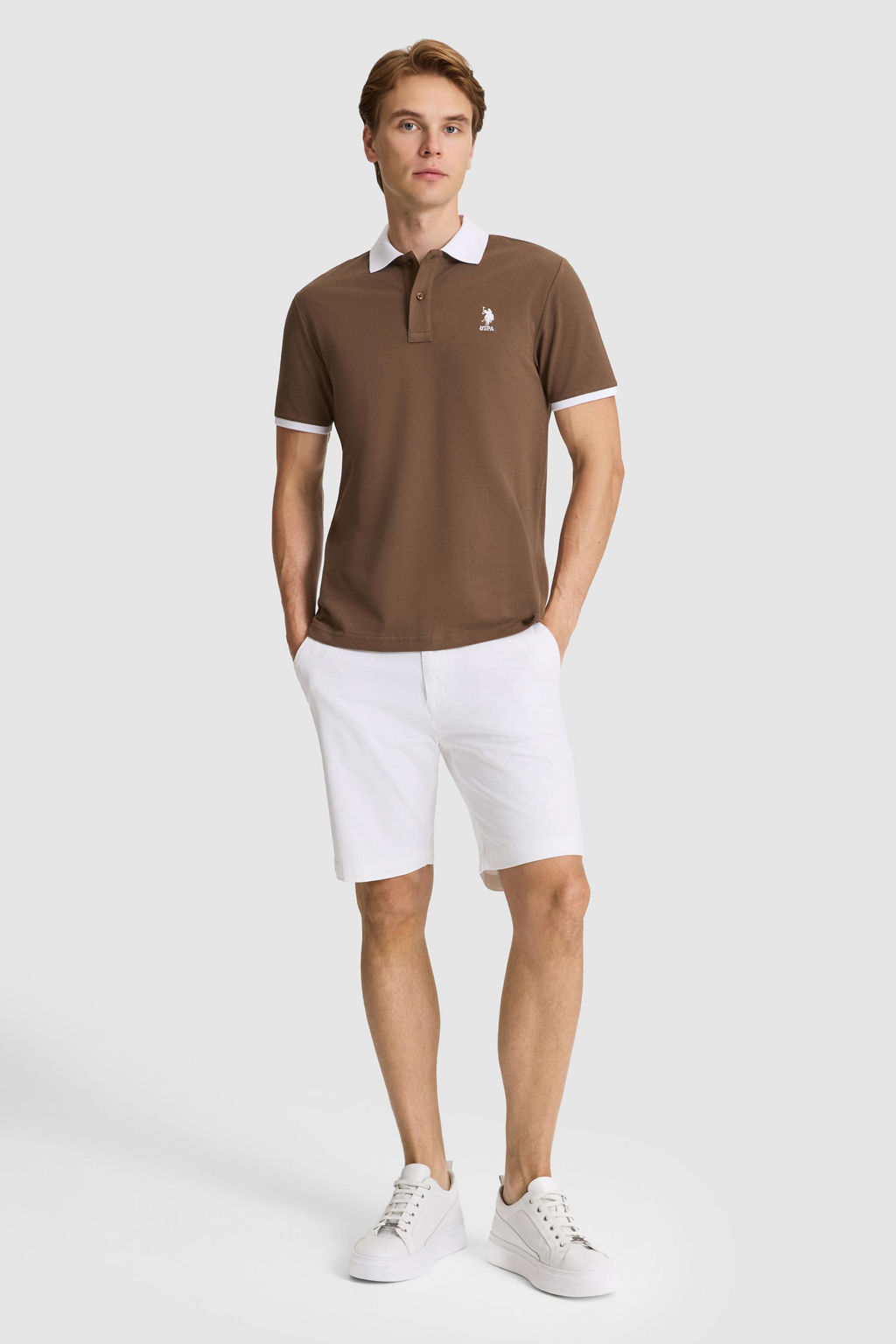 Erkek Kahverengi Regular Fit Polo Yaka Basic Ti__rt
