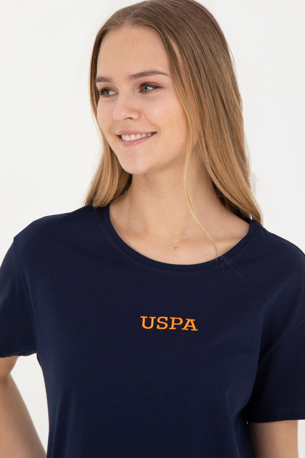 Женская темно-синяя футболка с круглым вырезом - U.s. polo assn фото 8