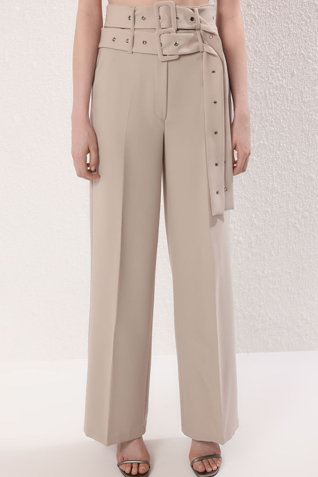 TRENDYOLMILLA Tas Cift Kemer Detayl? Dokuma Pantolon TPRSS25PL00000 фото 16