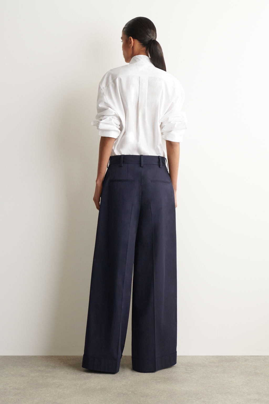 PANTAL?N WIDE LEG DE TWILL DE ALGOD?N