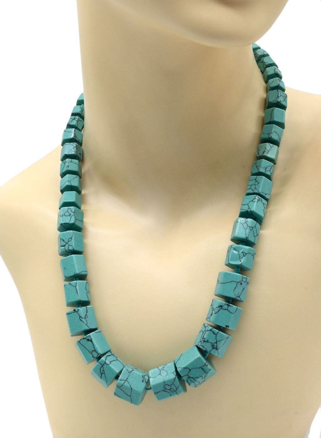 Колье на увеличение из бирюзы (имитация) цилиндр гр.16*13мм, 50см