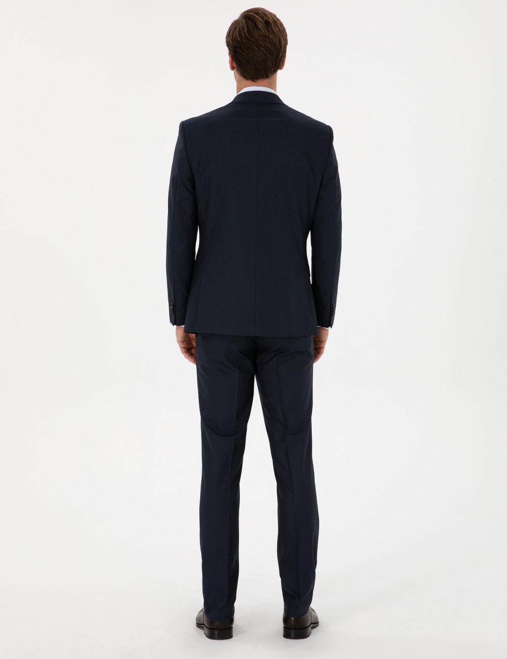 Lacivert Slim Fit Mikro Desenli Mono Yaka Tak_m Elbise - Cacharel фото 5